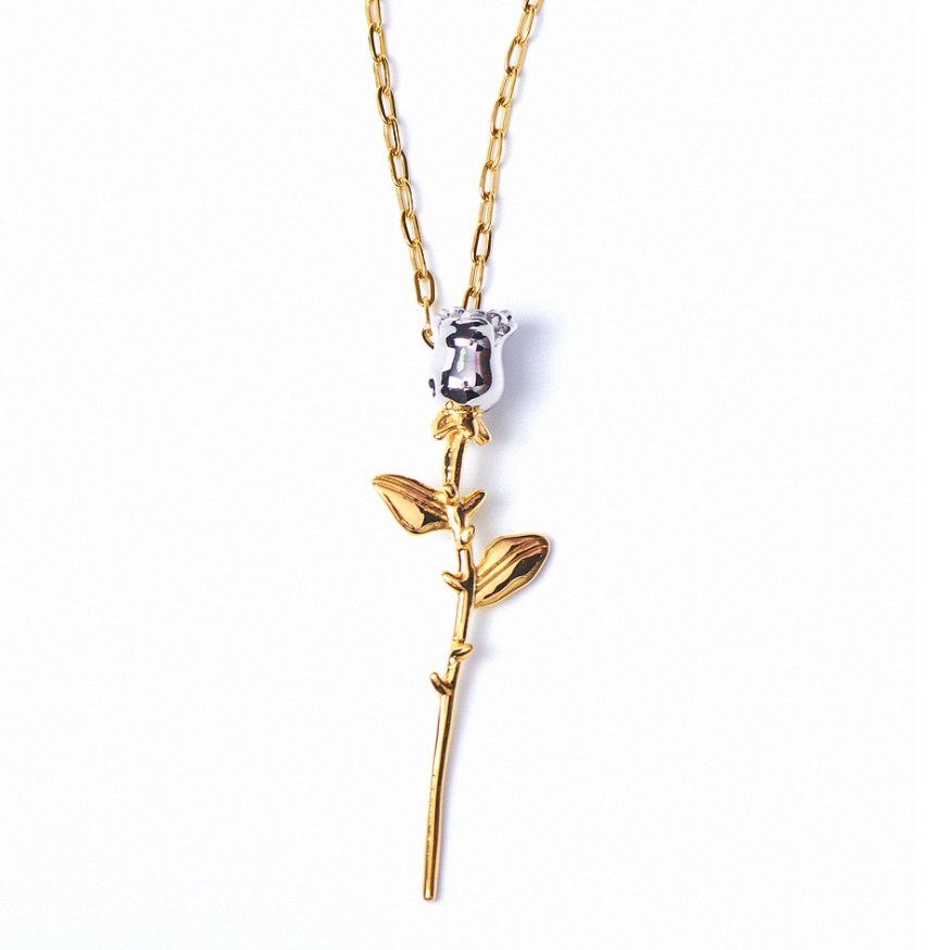 Dainty Two Tone Rose Necklace